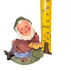 Gnome Figure Laying on Sunflower Pot 3in x 2in Kmart
